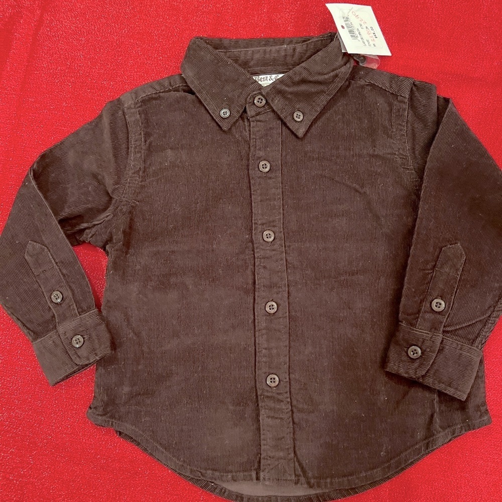 💥 Best & Co Brown Corduroy Long Sleeve Button Down Shirt 💥